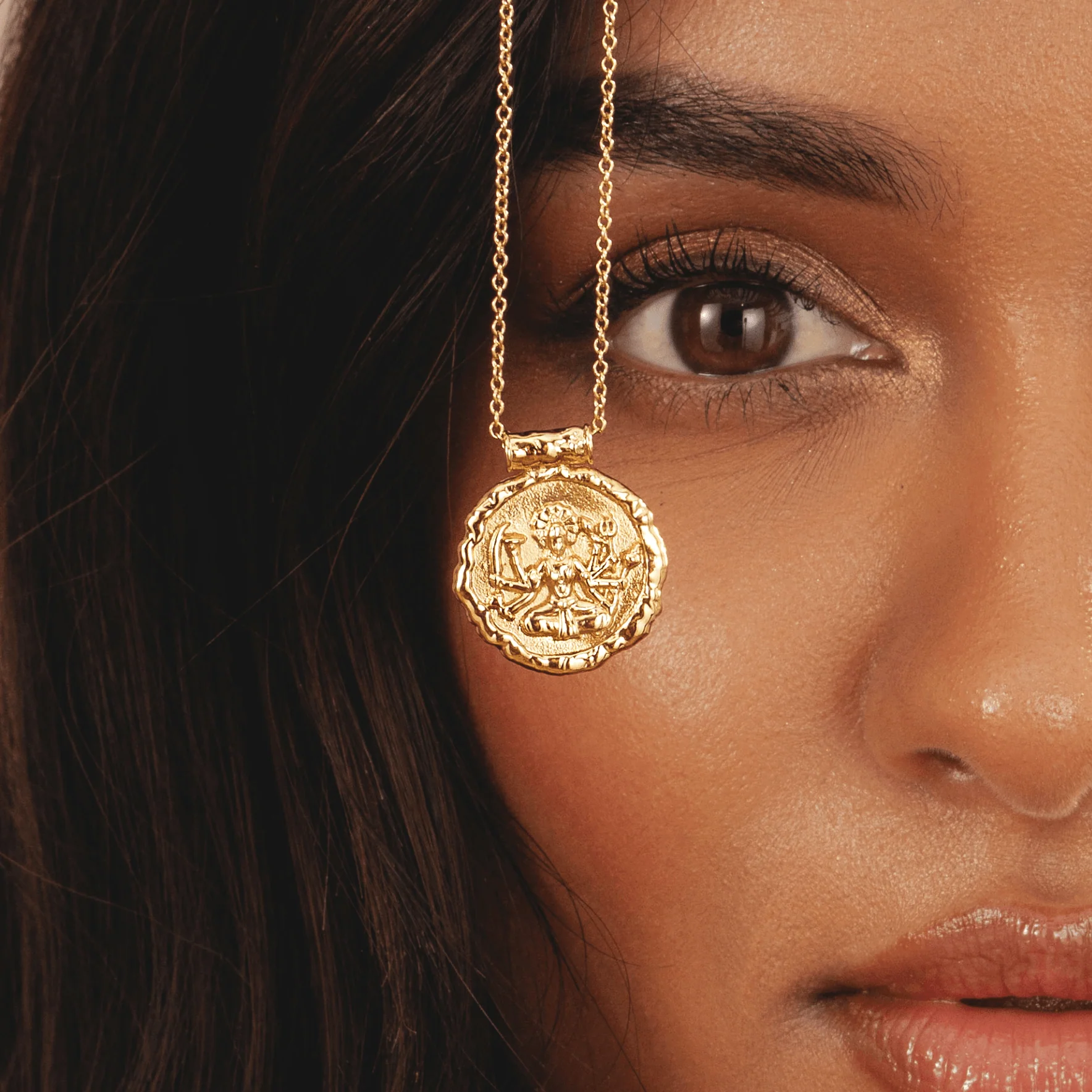 Goddess Durga Gold Necklace - Image 3