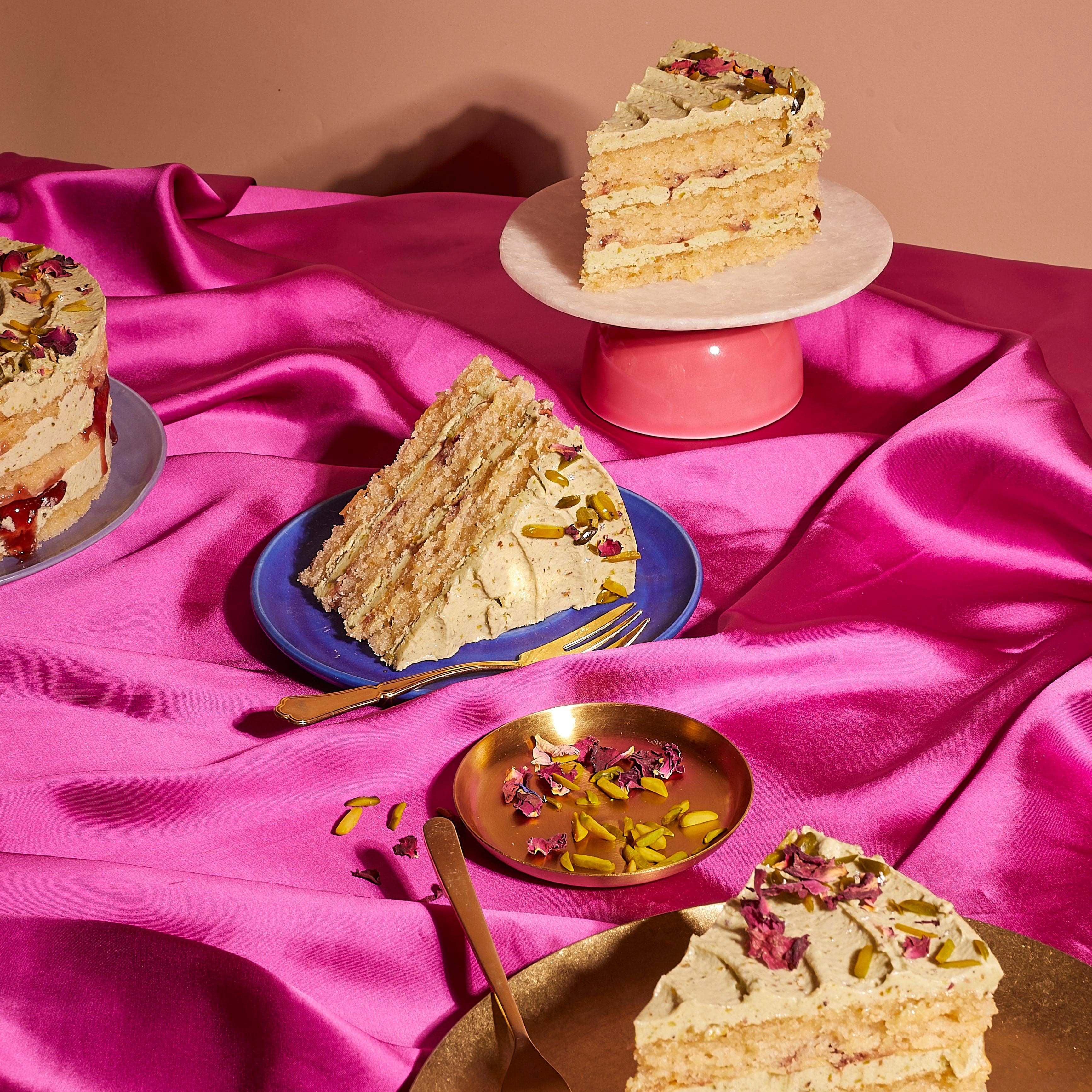 Pistachio & Strawberry Rasmalai Cake - Image 3