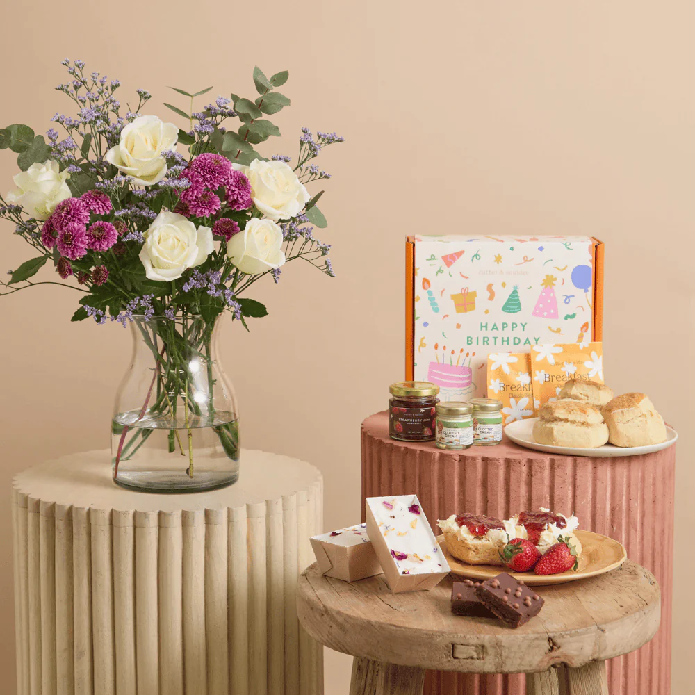 Rosie Gingham Flowers and Afternoon Tea Signature Gift with Vase - Image 3